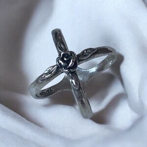 PAZ ISRAEL Sterling Silver Rose Flower Criss Cross Open Cage Ring Womans Jewelry